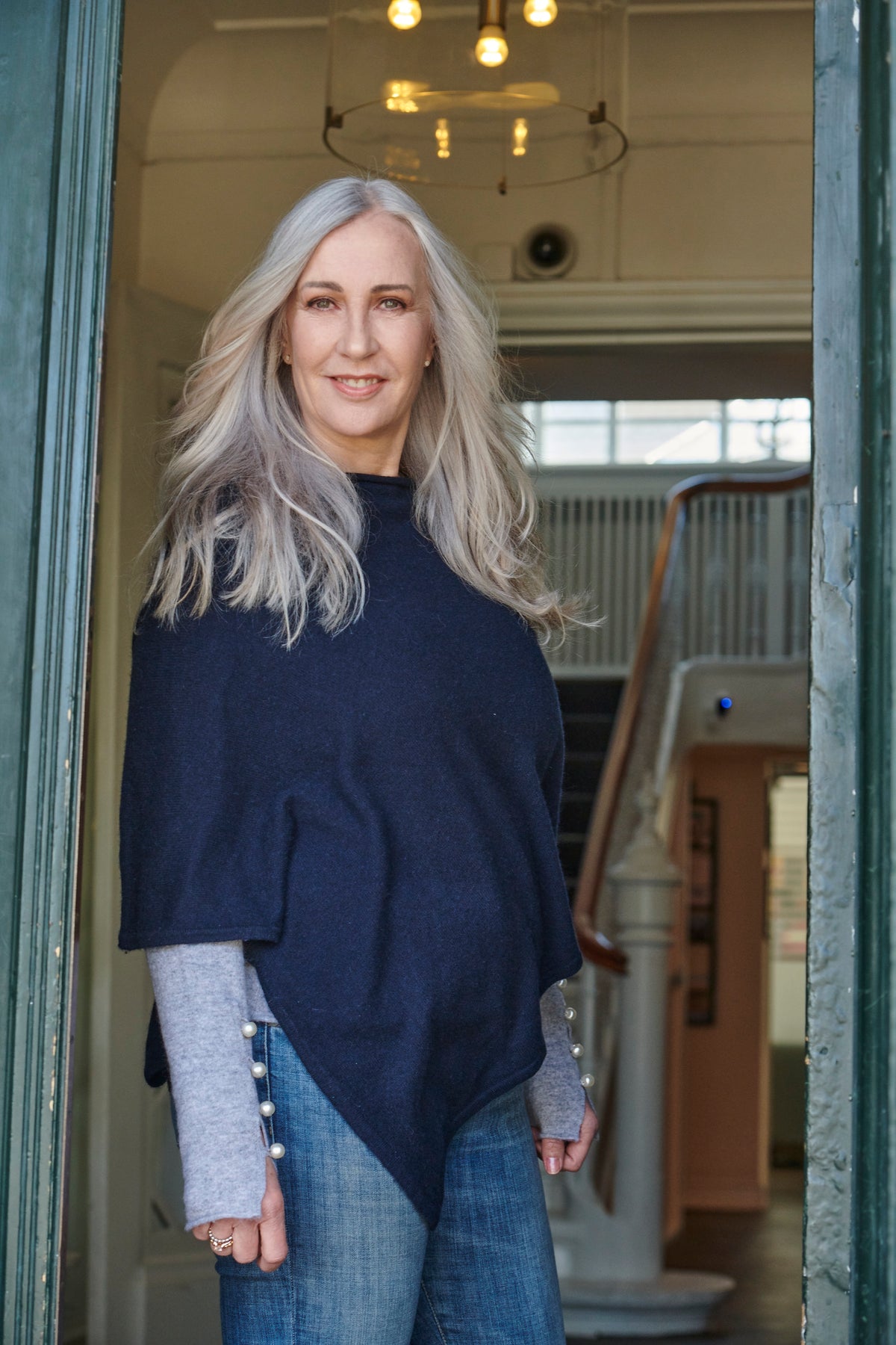 Paula Poncho Cashmere Navy blue