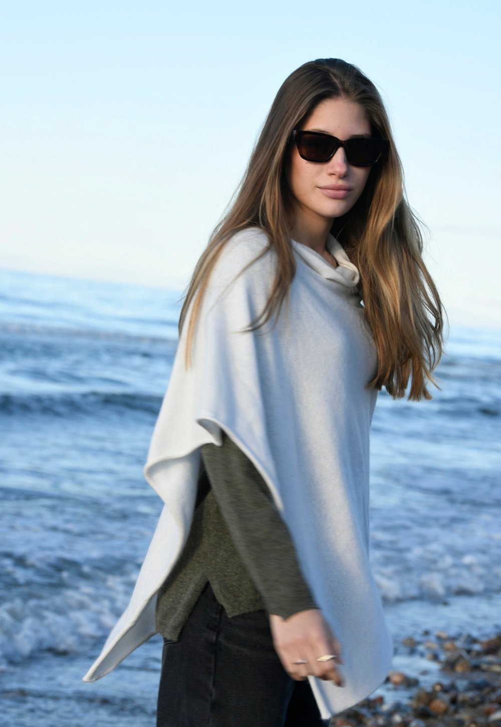 Paulina Poncho in Cashmere and Wool