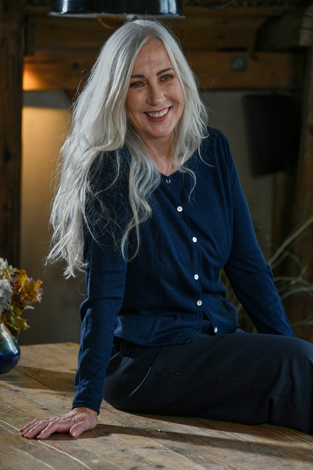 Cecilia Silk and Cashmere cardigan Navy blue