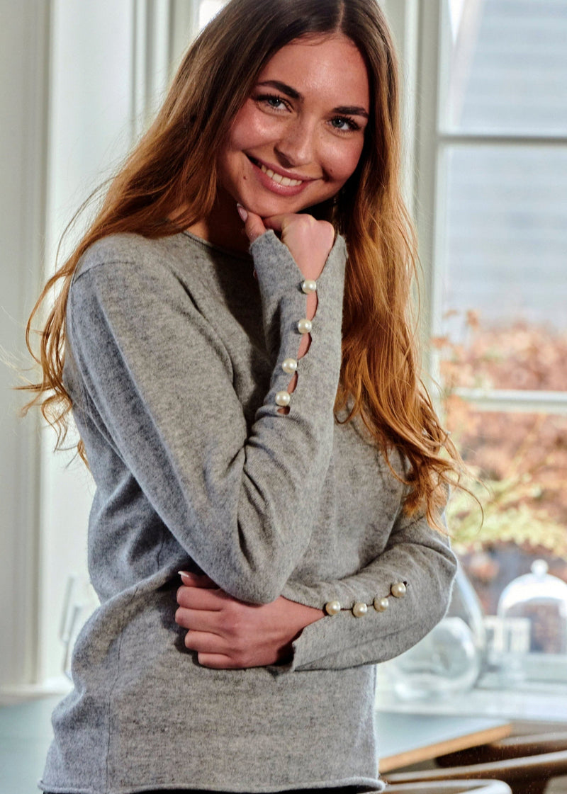 Paris Cashmere bluse med perler